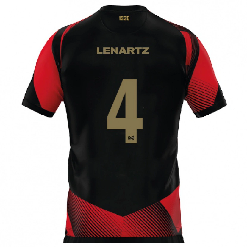 DanxenレディースOskar Lenartz#4黒 赤ホームシャツ2025/26ジャージーユニフォーム