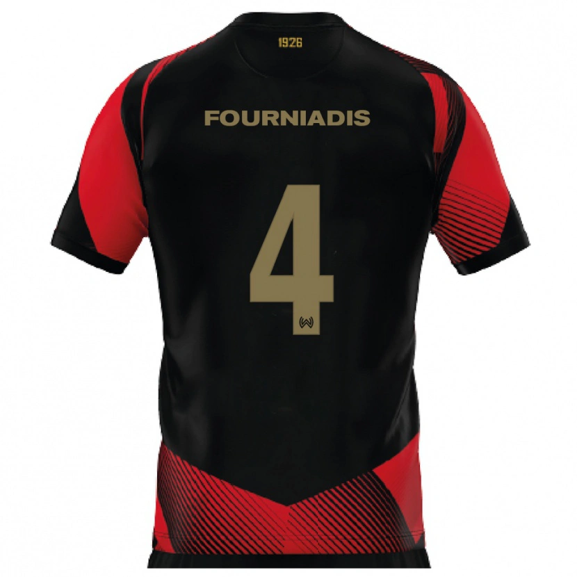 DanxenレディースLinos Fourniadis#4黒 赤ホームシャツ2025/26ジャージーユニフォーム