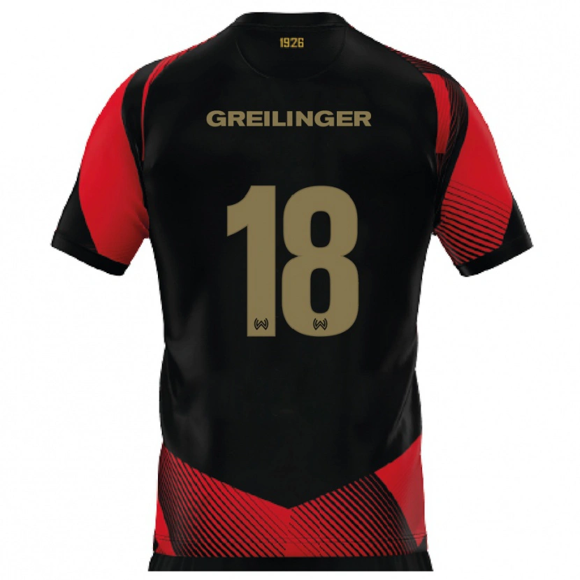 DanxenレディースFabian Greilinger#18黒 赤ホームシャツ2025/26ジャージーユニフォーム