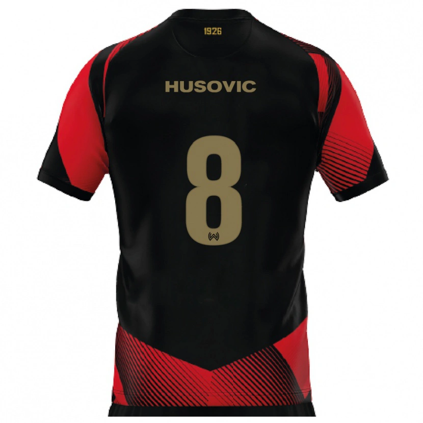DanxenレディースAmin Husovic#8黒 赤ホームシャツ2025/26ジャージーユニフォーム