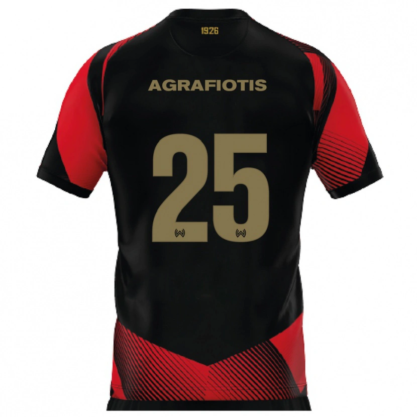 DanxenレディースNikolas Agrafiotis#25黒 赤ホームシャツ2025/26ジャージーユニフォーム