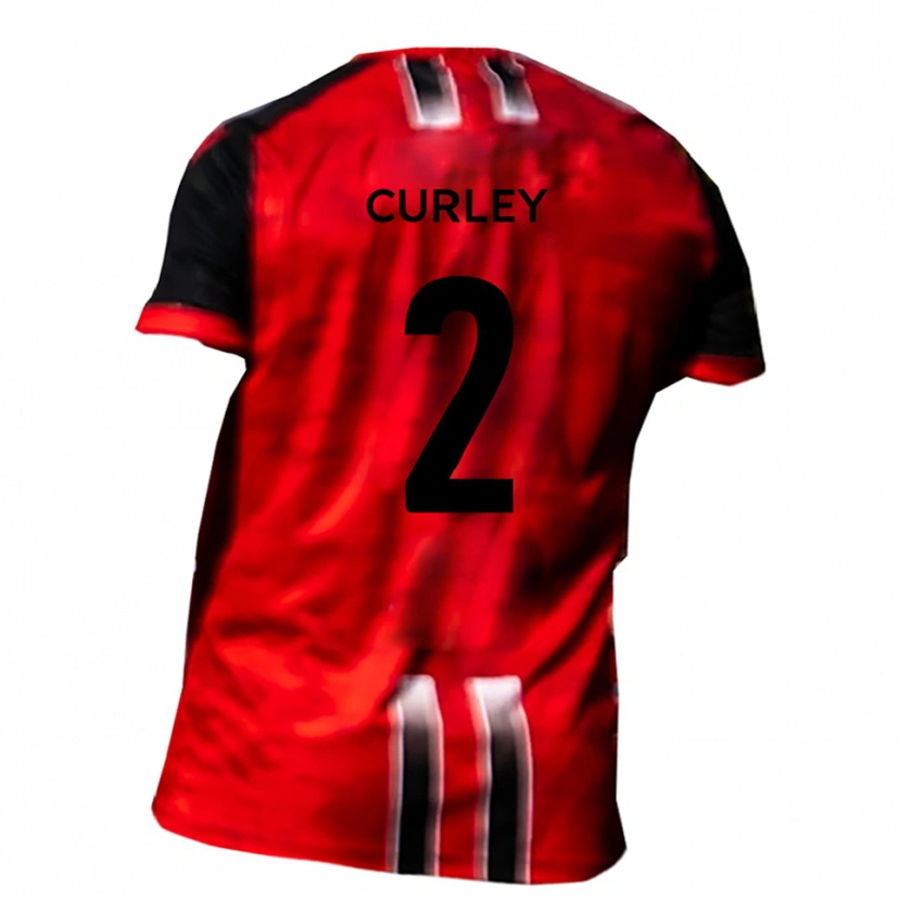 DanxenキッズMatt Curley#2赤 黒ホームシャツ2025/26ジャージーユニフォーム