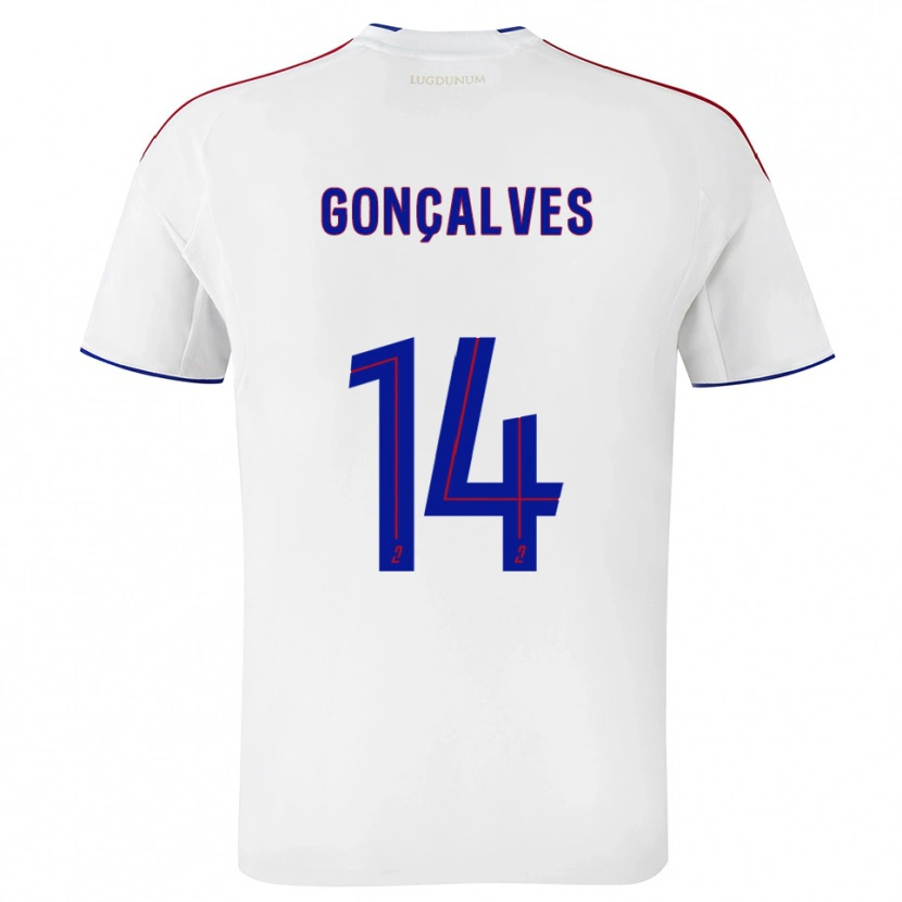 DanxenキッズTiago Gonçalves#14白 赤ホームシャツ2025/26ジャージーユニフォーム