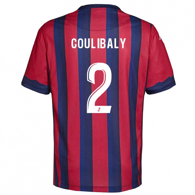 DanxenキッズIbrahim Coulibaly#2バーガンディ 紺ホームシャツ2025/26ジャージーユニフォーム