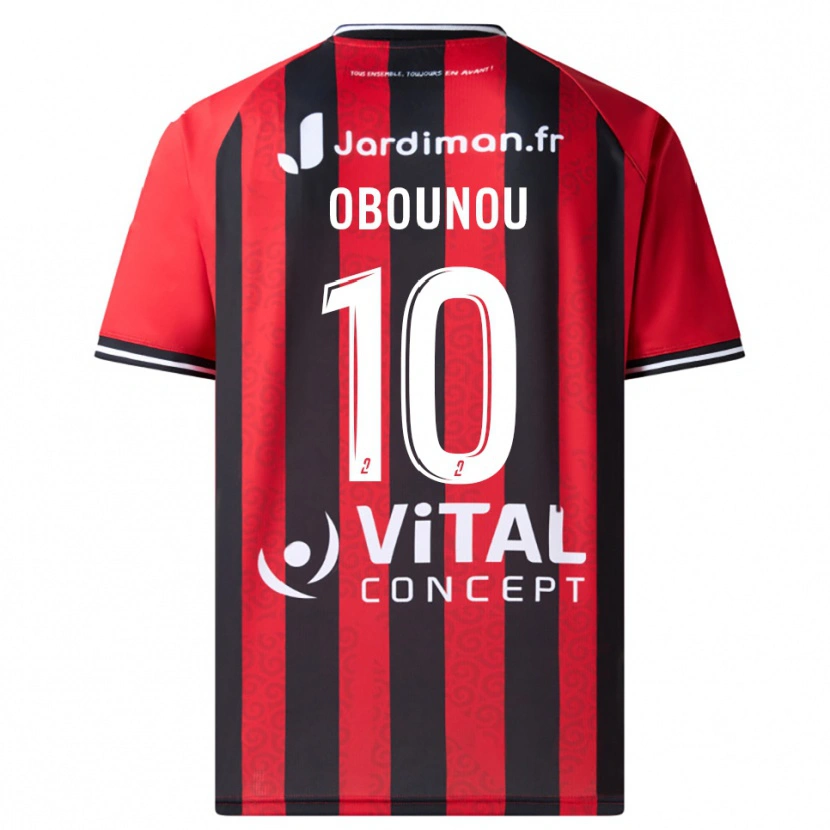 DanxenキッズÉlie Obounou#10赤 黒ホームシャツ2025/26ジャージーユニフォーム