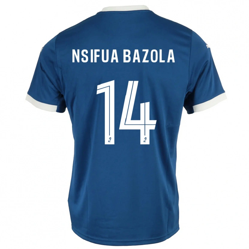 DanxenキッズPreston Nsifua Bazola#14青 白ホームシャツ2025/26ジャージーユニフォーム