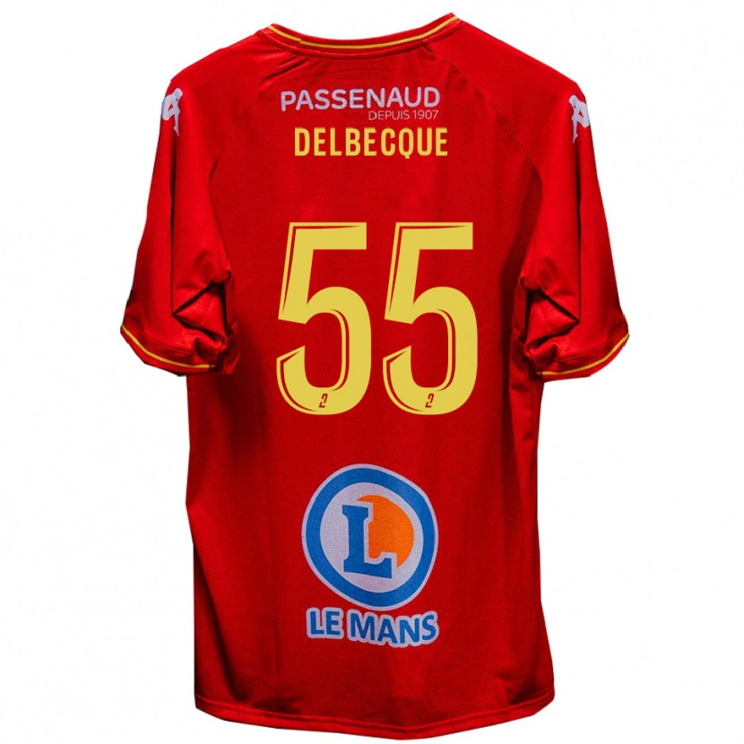 DanxenキッズAugustin Delbecque#55赤 黄ホームシャツ2025/26ジャージーユニフォーム