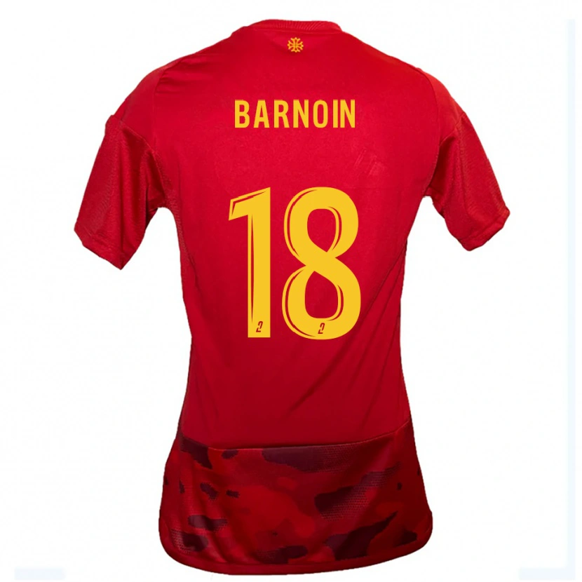 DanxenキッズNinon Barnoin#18赤 黄ホームシャツ2025/26ジャージーユニフォーム