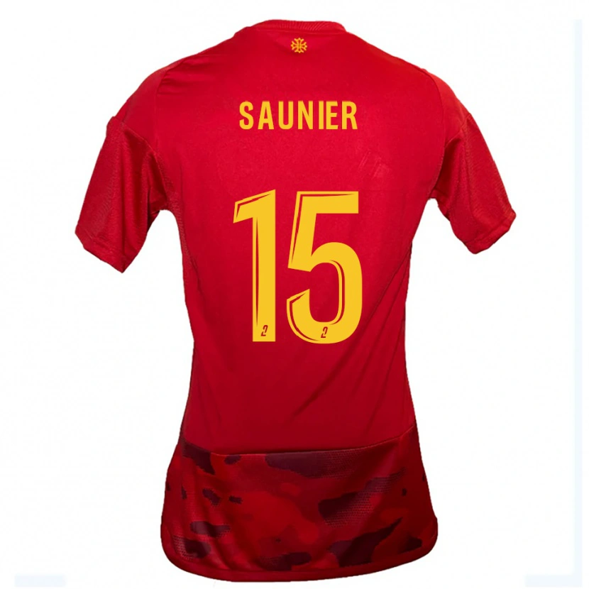 DanxenキッズOcéane Saunier#15赤 黄ホームシャツ2025/26ジャージーユニフォーム