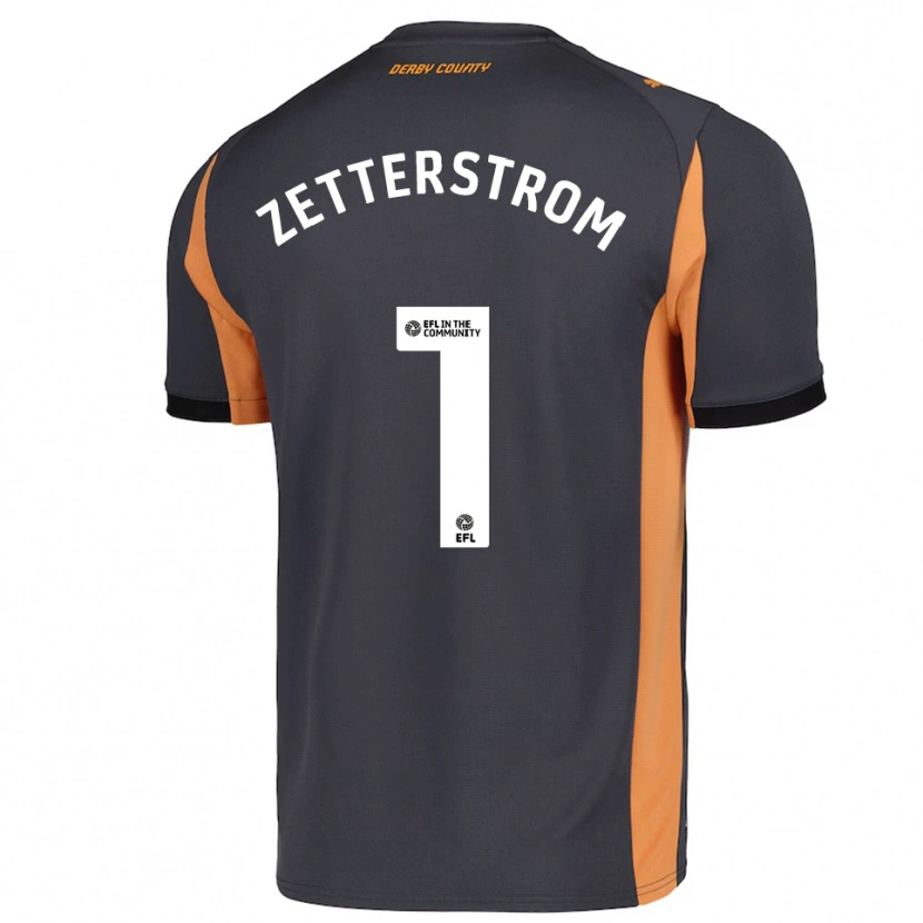 DanxenキッズJacob Widell Zetterström#1グレー オレンジ 黒アウェイシャツ2025/26ジャージーユニフォーム