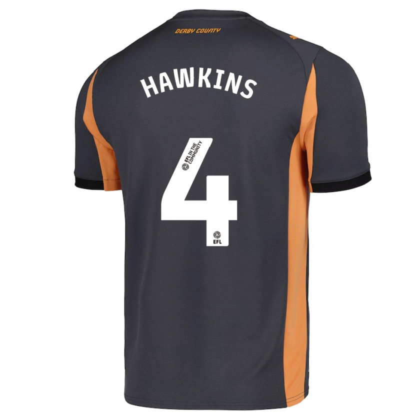 DanxenキッズHarry Hawkins#4グレー オレンジ 黒アウェイシャツ2025/26ジャージーユニフォーム