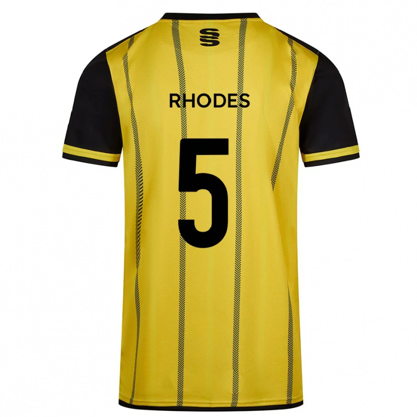 DanxenキッズAlex Rhodes#5黄 黒アウェイシャツ2025/26ジャージーユニフォーム