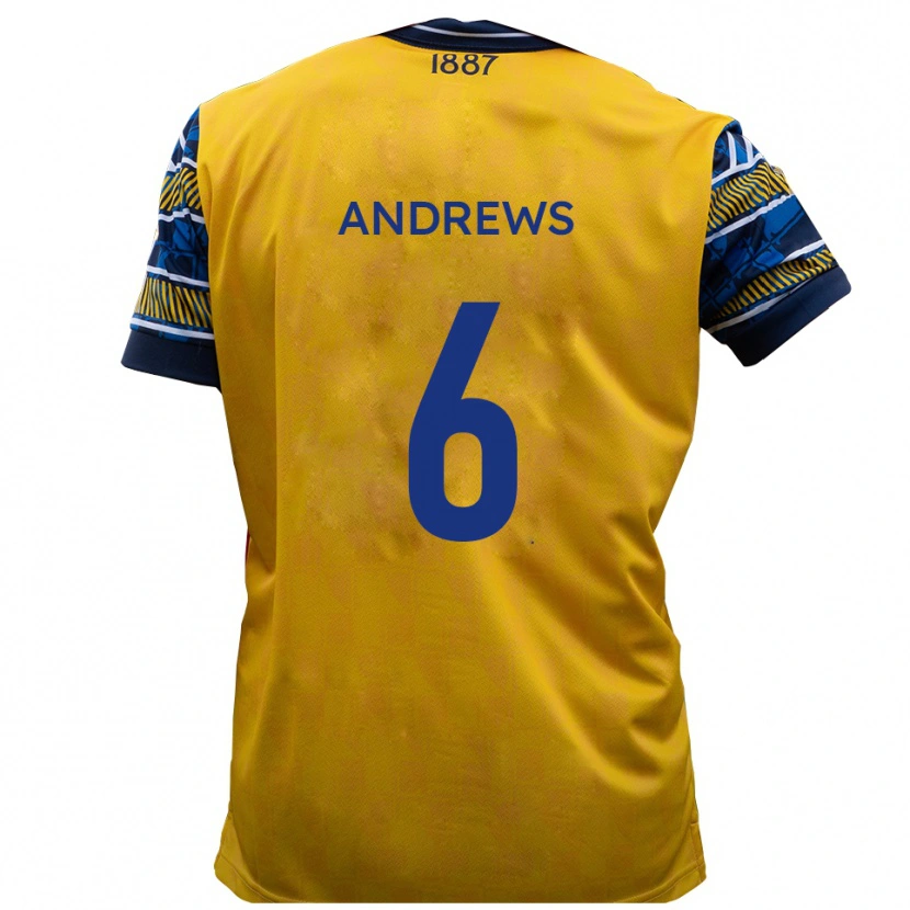 DanxenキッズJamie Andrews#6黄 黒アウェイシャツ2025/26ジャージーユニフォーム