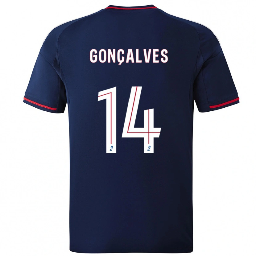 DanxenキッズTiago Gonçalves#14紺 赤アウェイシャツ2025/26ジャージーユニフォーム