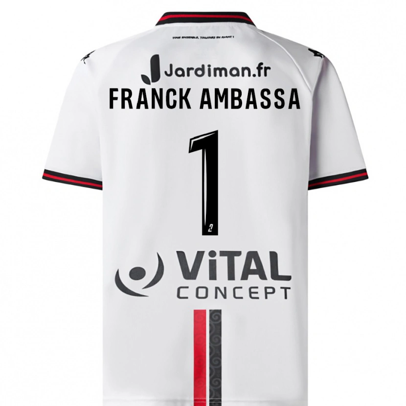 DanxenキッズGaspard Franck Ambassa#1白 赤アウェイシャツ2025/26ジャージーユニフォーム