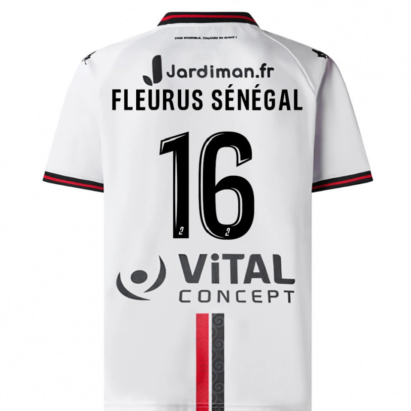 DanxenキッズPaul Fleurus Sénégal#16白 赤アウェイシャツ2025/26ジャージーユニフォーム