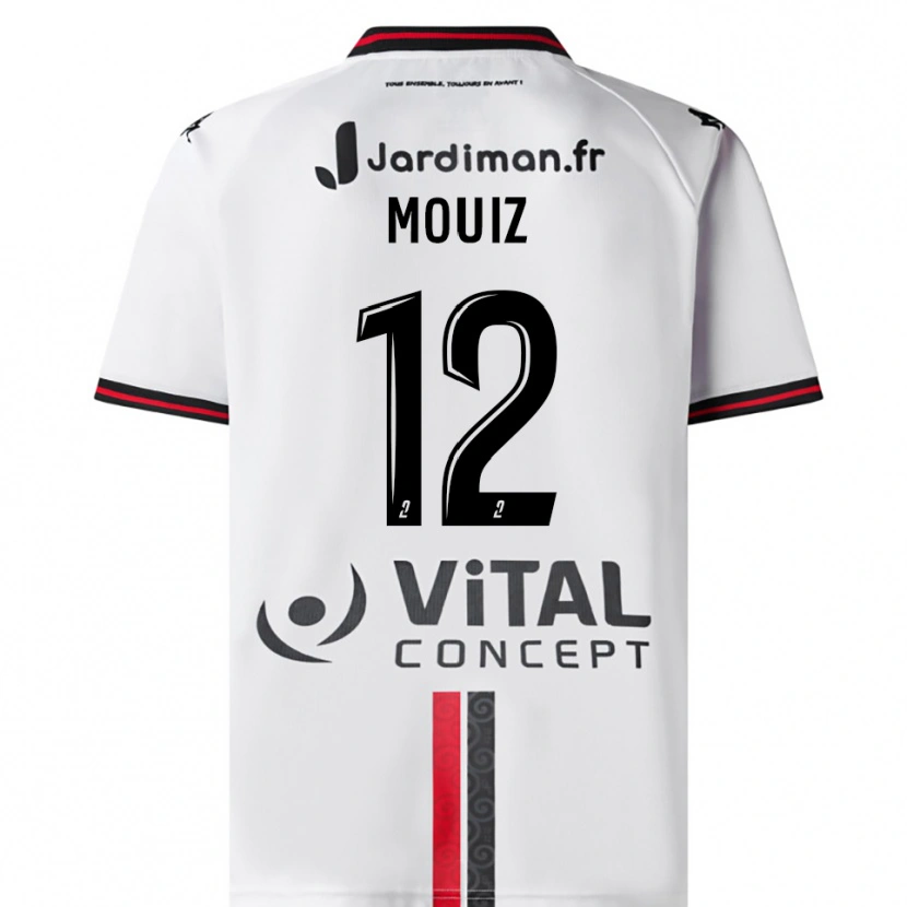 DanxenキッズRayan Mouiz#12白 赤アウェイシャツ2025/26ジャージーユニフォーム
