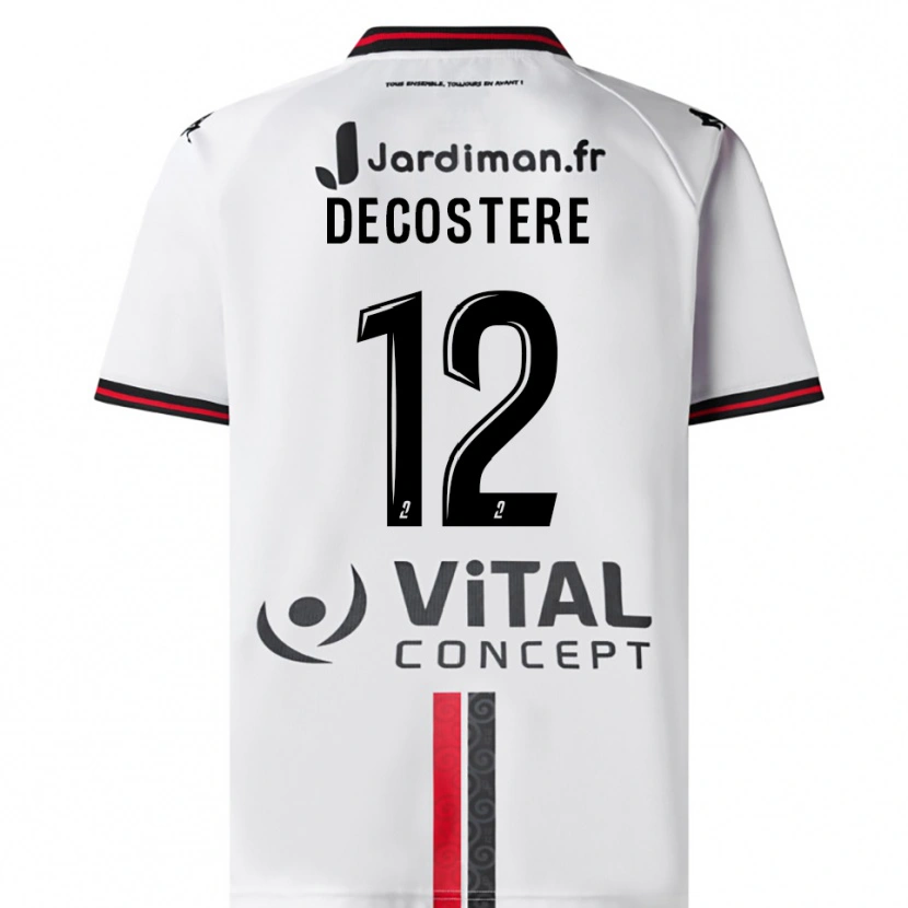 DanxenキッズMorgane Decostere#12白 赤アウェイシャツ2025/26ジャージーユニフォーム