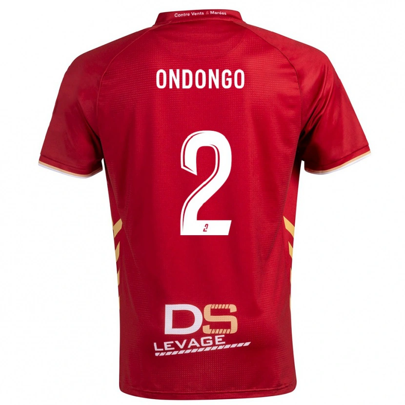 DanxenキッズBrayane Ondongo#2バーガンディ 金アウェイシャツ2025/26ジャージーユニフォーム