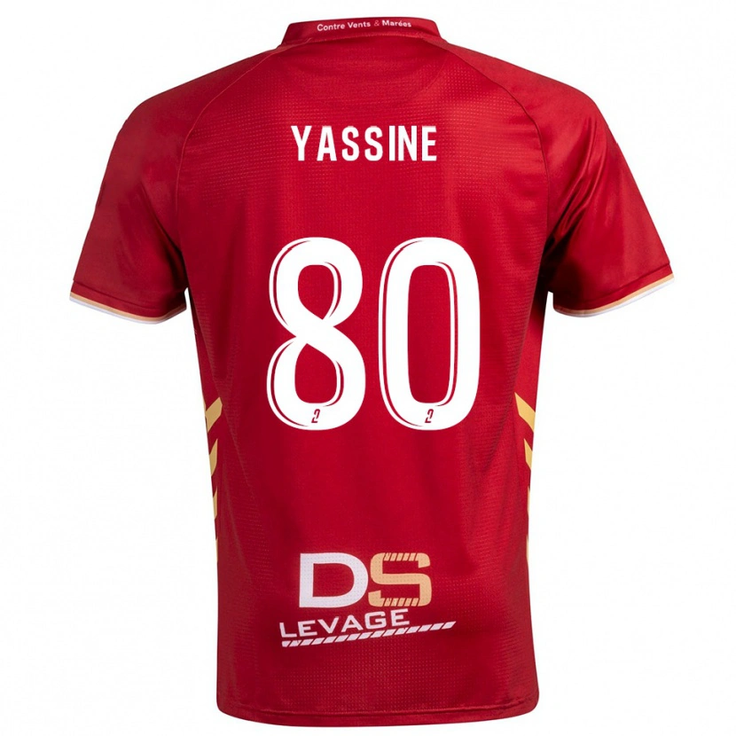 DanxenキッズGessime Yassine#80バーガンディ 金アウェイシャツ2025/26ジャージーユニフォーム