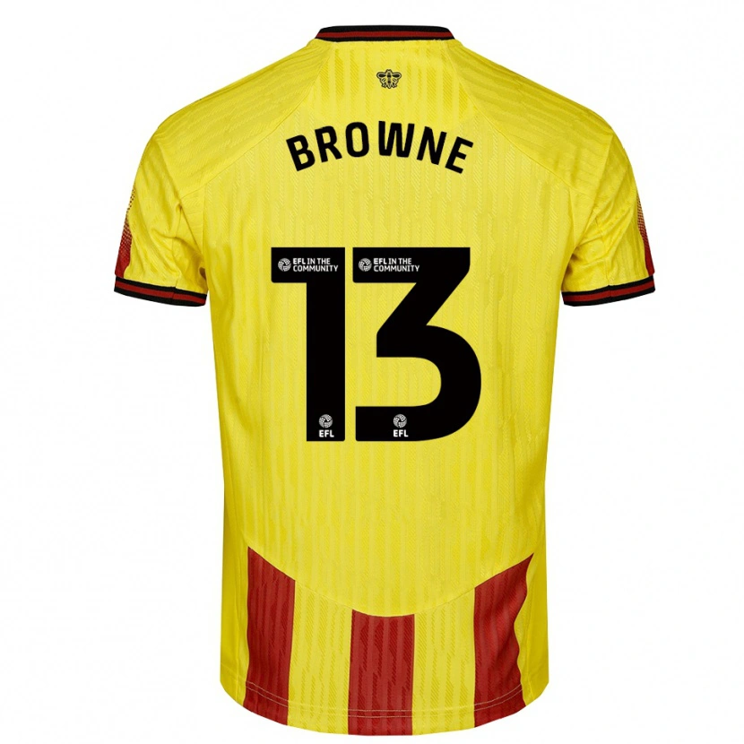 DanxenメンズRoraigh Browne#13黄 赤ホームシャツ2025/26ジャージーユニフォーム