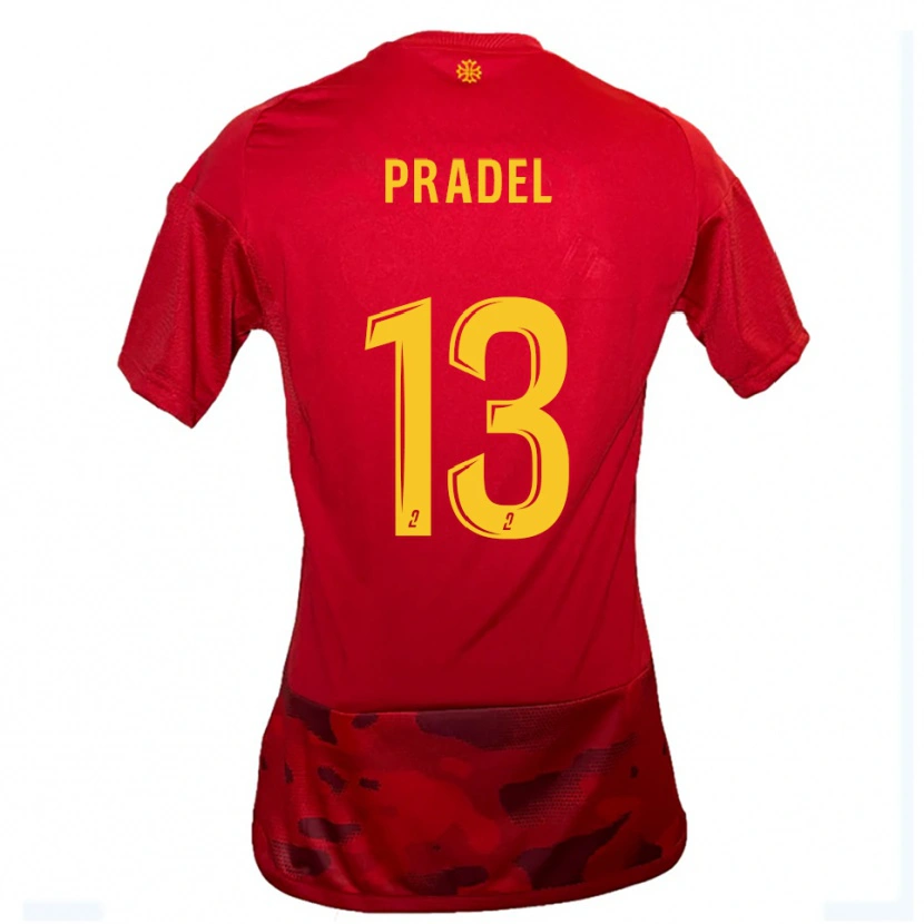 DanxenメンズThibaut Pradel#13赤 黄ホームシャツ2025/26ジャージーユニフォーム