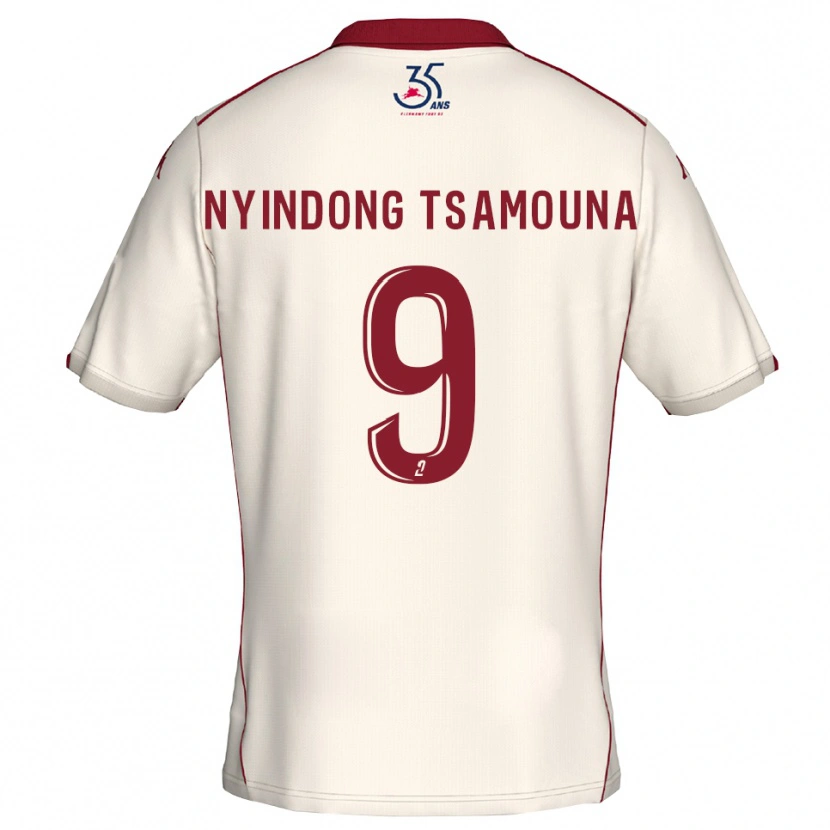 DanxenメンズJean Nyindong Tsamouna#9白 バーガンディアウェイシャツ2025/26ジャージーユニフォーム