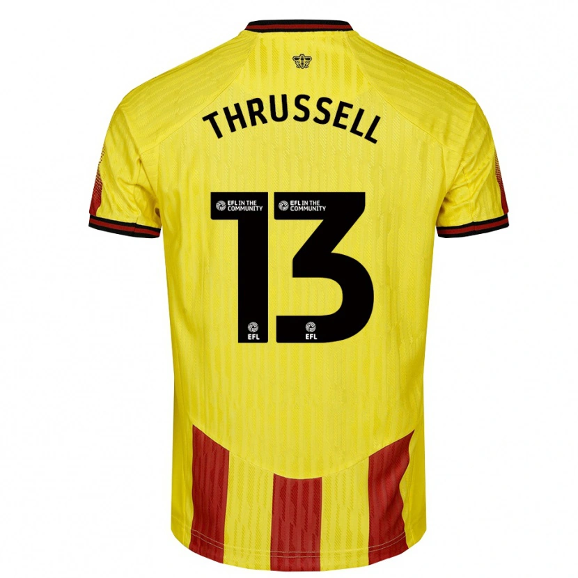 DanxenレディースSebastian Thrussell#13黄 赤ホームシャツ2025/26ジャージーユニフォーム