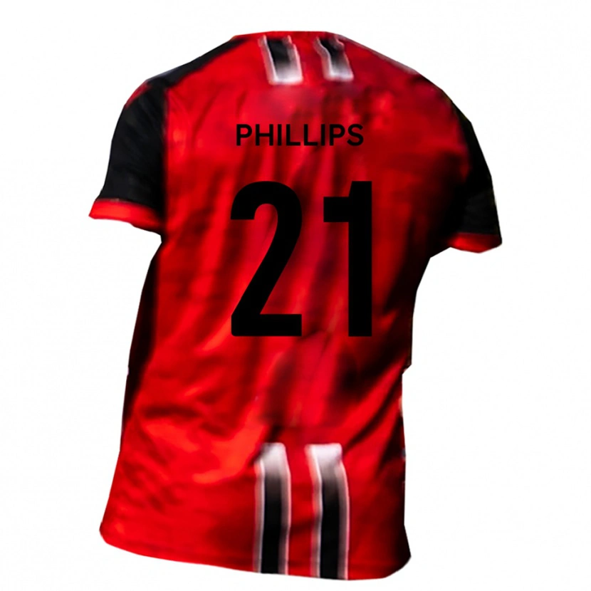 DanxenレディースLeon Phillips#21赤 黒ホームシャツ2025/26ジャージーユニフォーム