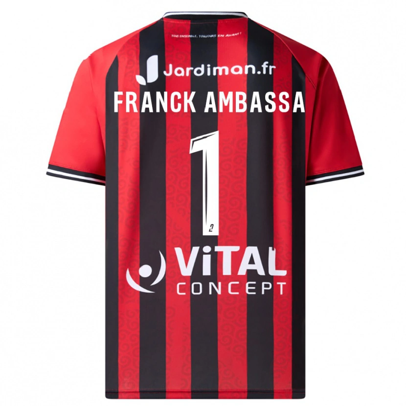 DanxenレディースGaspard Franck Ambassa#1赤 黒ホームシャツ2025/26ジャージーユニフォーム