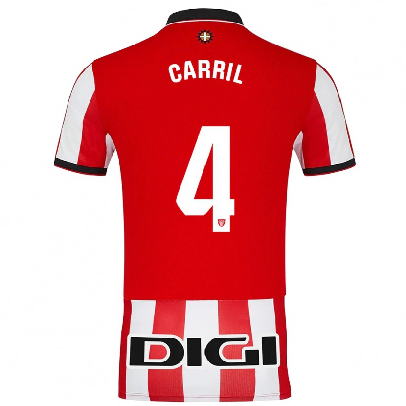 DanxenキッズÁlex Carril#4赤白ホームシャツ2025/26ジャージーユニフォーム