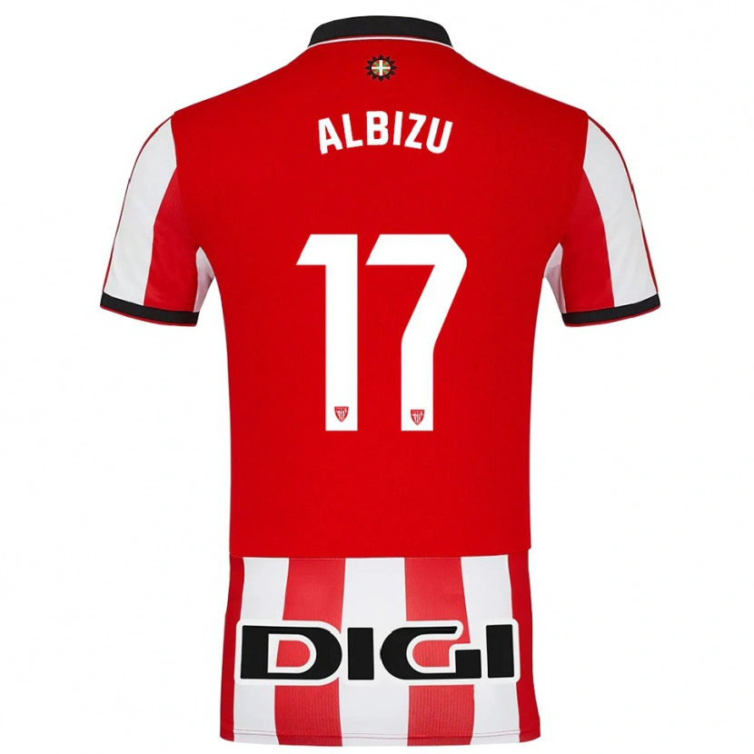 DanxenキッズAlain Albizu#17赤白ホームシャツ2025/26ジャージーユニフォーム