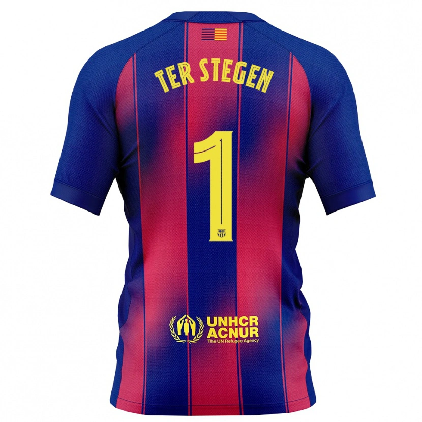 Danxenキッズマルク＝アンドレ・テア・シュテーゲン#1青赤ホームシャツ2025/26ジャージーユニフォーム