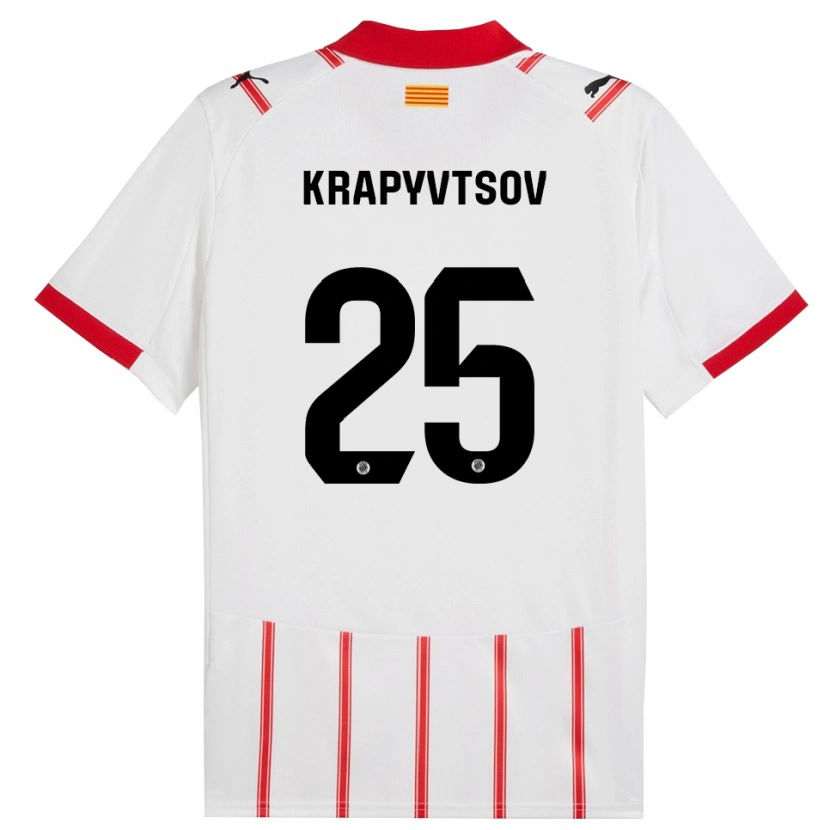 DanxenキッズVladyslav Krapyvtsov#25白赤ホームシャツ2025/26ジャージーユニフォーム