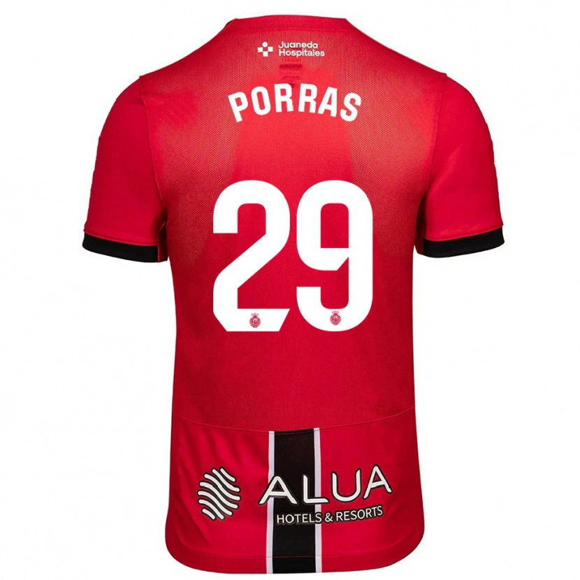 DanxenキッズJordi Porras#29赤黒ホームシャツ2025/26ジャージーユニフォーム