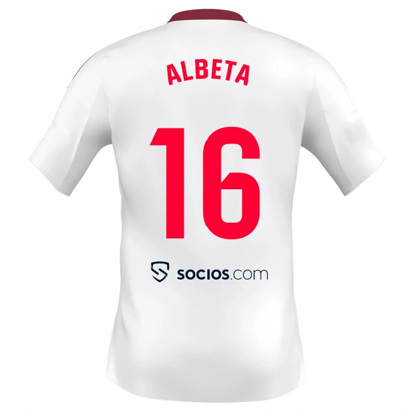 DanxenキッズAlba López Pérez#16白赤ホームシャツ2025/26ジャージーユニフォーム