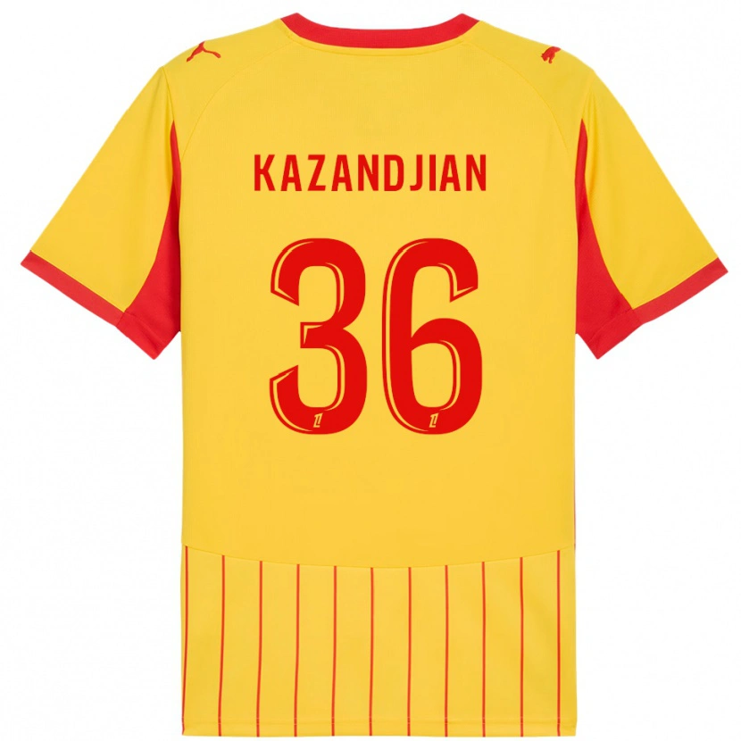 DanxenキッズLara Kazandjian#36黄赤ホームシャツ2025/26ジャージーユニフォーム
