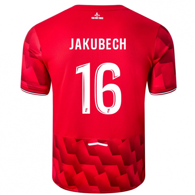 Danxenキッズアダム・ヤクベフ#16赤白ホームシャツ2025/26ジャージーユニフォーム