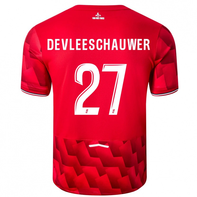DanxenキッズGwenaëlle Devleeschauwer#27赤白ホームシャツ2025/26ジャージーユニフォーム