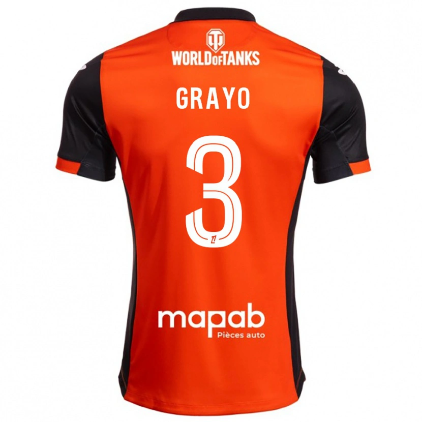 DanxenキッズMaïna Grayo#3黒オレンジホームシャツ2025/26ジャージーユニフォーム