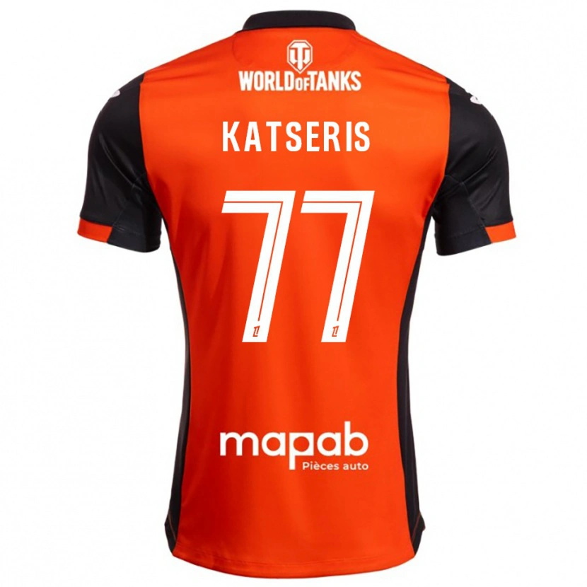 DanxenキッズPanos Katseris#77黒オレンジホームシャツ2025/26ジャージーユニフォーム