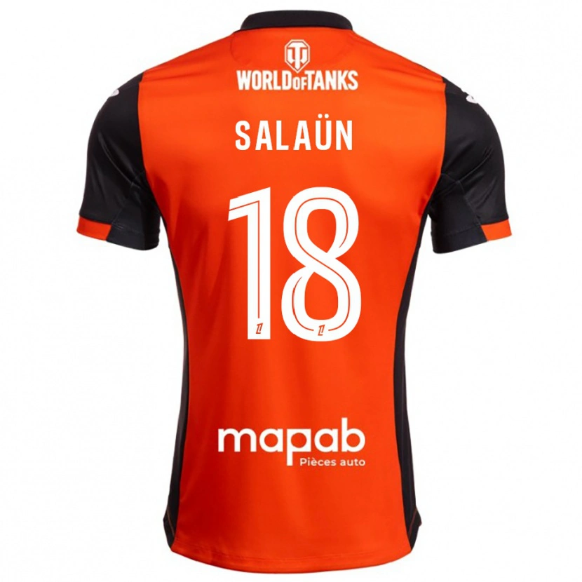 DanxenキッズElody Salaün#18黒オレンジホームシャツ2025/26ジャージーユニフォーム