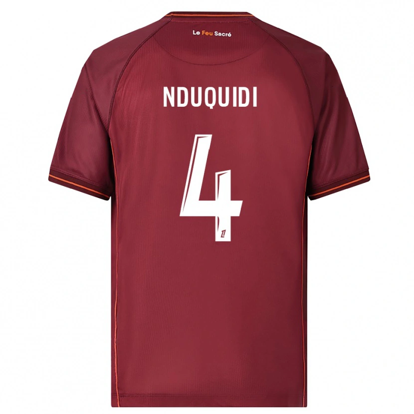 DanxenキッズBenjamin Nduquidi#4バーガンディ白ホームシャツ2025/26ジャージーユニフォーム
