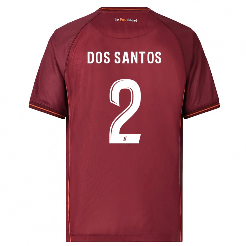 DanxenキッズTahirys Dos Santos#2バーガンディ白ホームシャツ2025/26ジャージーユニフォーム