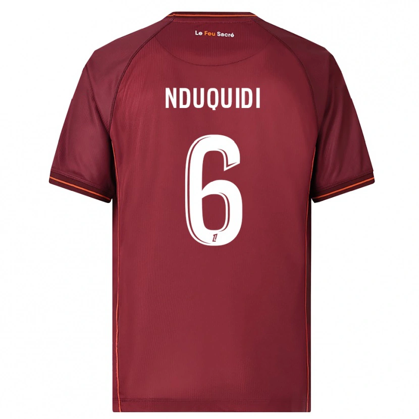 DanxenキッズJoseph Nduquidi#6バーガンディ白ホームシャツ2025/26ジャージーユニフォーム