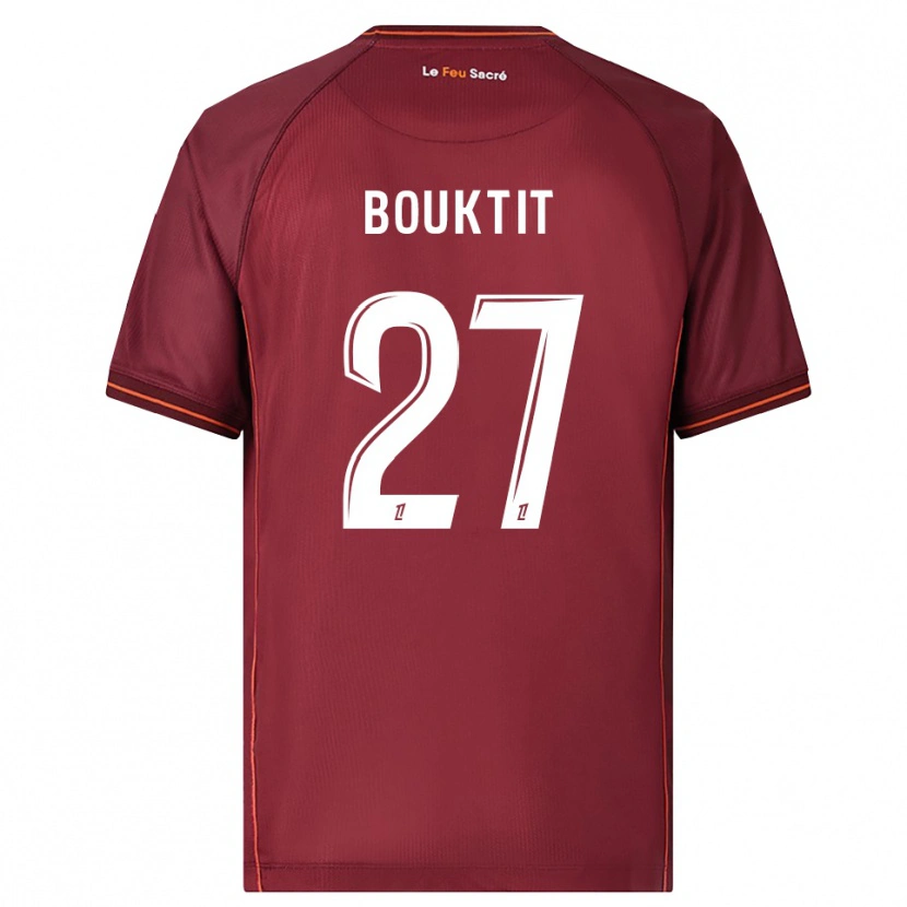 DanxenキッズAssia Bouktit#27バーガンディ白ホームシャツ2025/26ジャージーユニフォーム