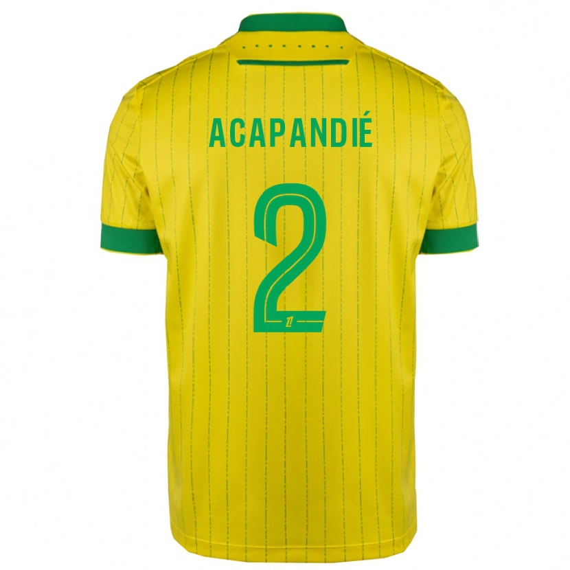 DanxenキッズMathieu Acapandié#2黄緑ホームシャツ2025/26ジャージーユニフォーム