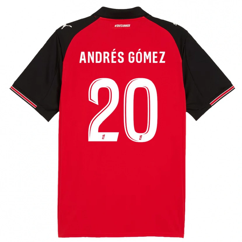 DanxenキッズCarlos Andrés Gómez#20赤黒ホームシャツ2025/26ジャージーユニフォーム