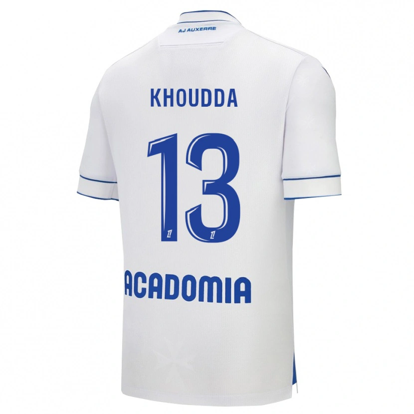 DanxenキッズYoussef Khoudda#13白青ホームシャツ2025/26ジャージーユニフォーム