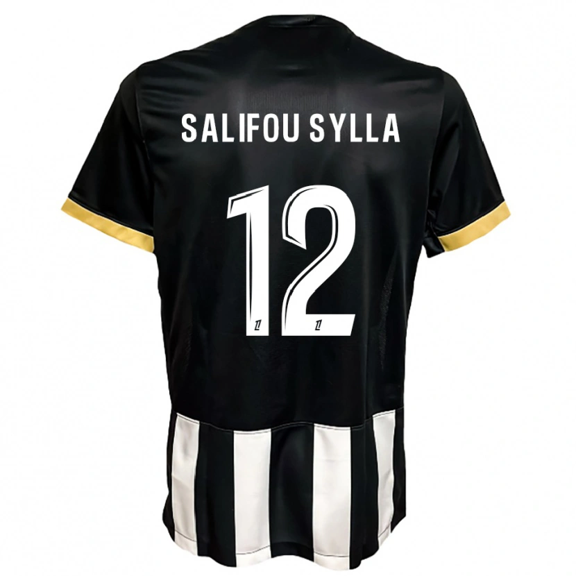 DanxenキッズSalifou Sylla#12黒白ホームシャツ2025/26ジャージーユニフォーム